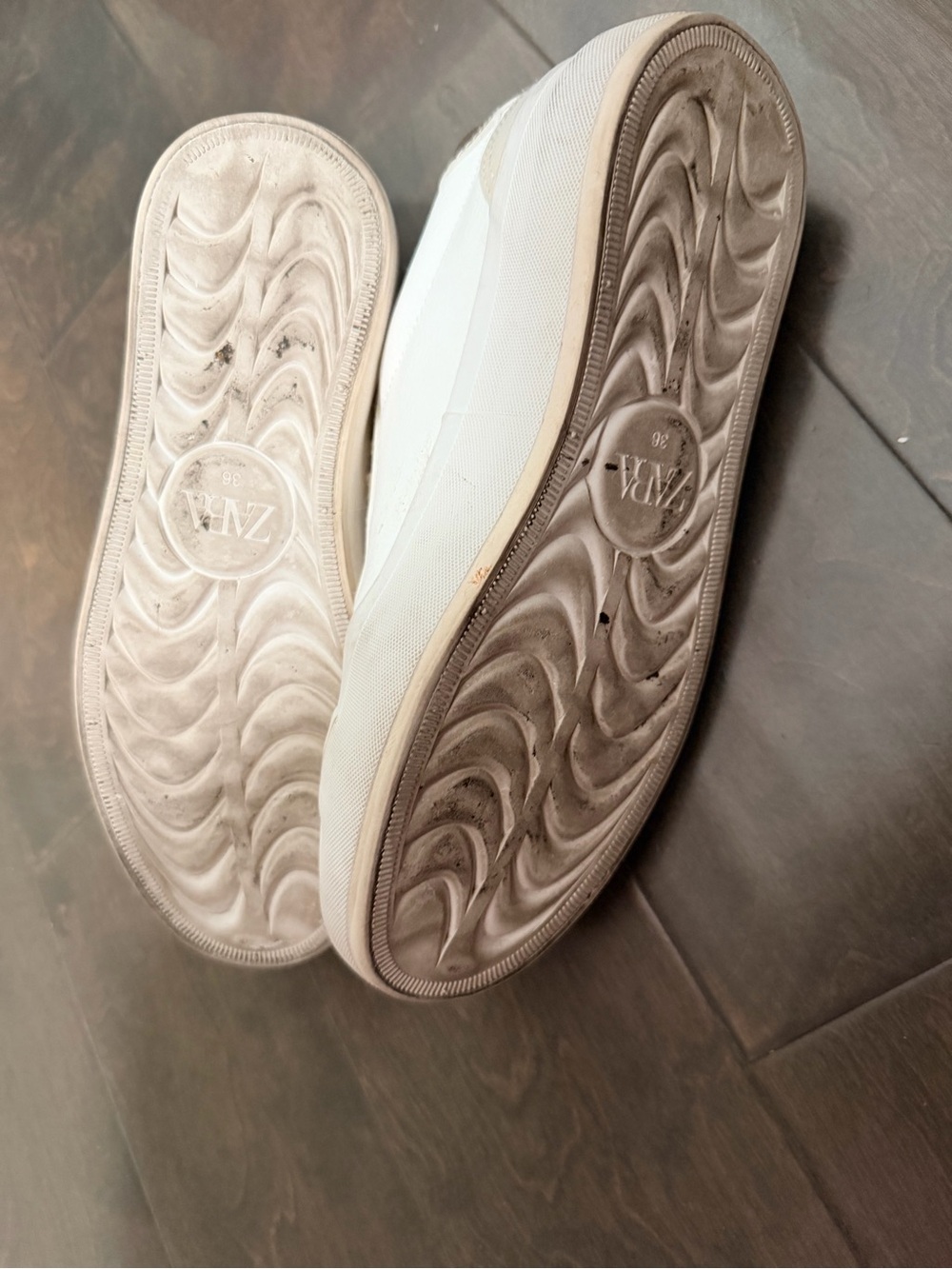 Zara White Leather Low-Top Sneakers - Picture 5 of 6